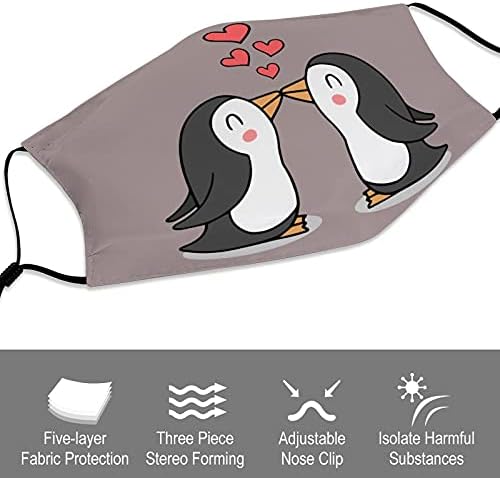 Roupos de segurança reutilizáveis ​​personalizados máscaras de tecido Custommake de casal fofo desenho animado de animais Penguin