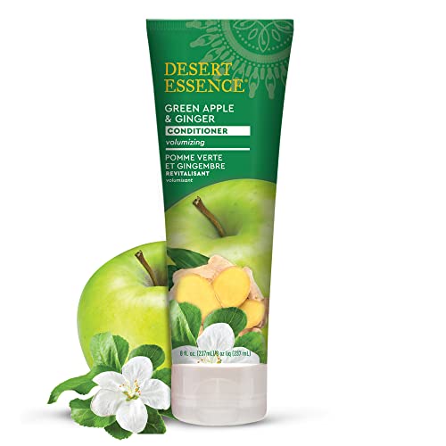 Desert Essence Apple verde e condicionador de gengibre - 8 fl onça - volume para cabelos finos - hidratante - espessamento - volatizando - extratos e óleos - vitaminas - antioxidantes - lisos e sedosos