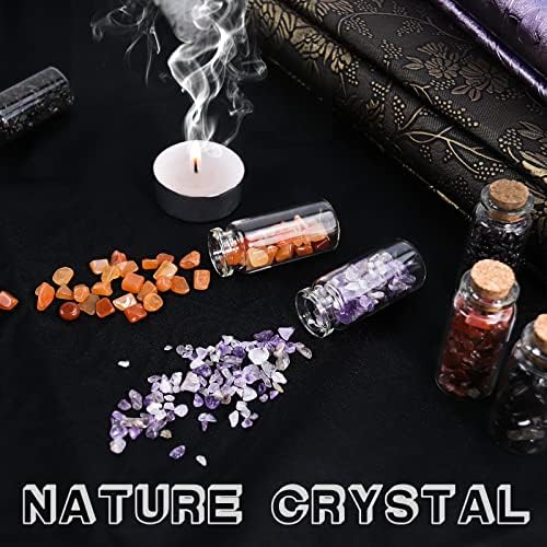 Consine Supplies de bruxaria, um conjunto de 49 cristais diferentes de pedras preciosas em garrafas de vidro, pedras de cura