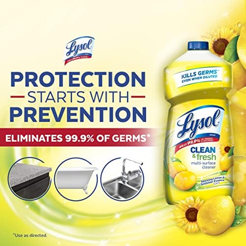 Limpador de várias superfícies Lysol, higienizando e desinfetando Pour, para limpar e desodorizar, limão brilhante e essência