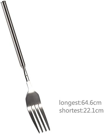 Fork para jantar, churrasco telescópico extensível garfo de aço inoxidável sobremesa de frutas de frutas de garga