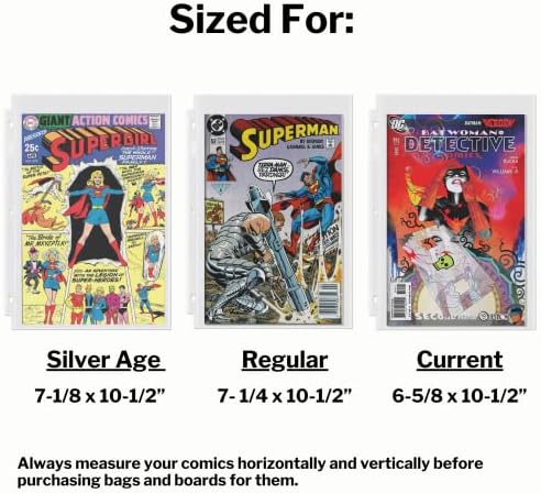 Dunwell Comic Book Binder Sleeves-, folhas de protetor super pesadas, 3 buracos perfurados para o álbum de armazenamento de quadrinhos ou fichário padrão de 3 anéis, qualidade de arquivo para colecionadores