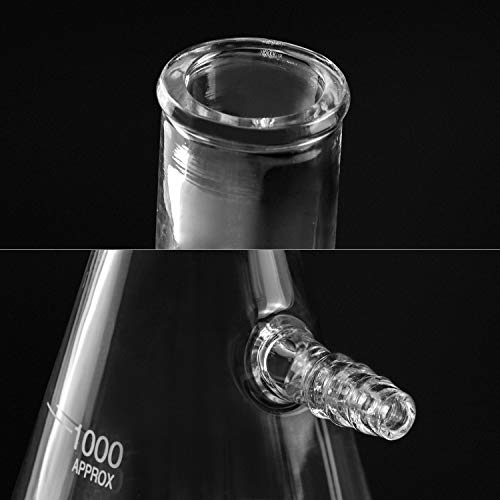 QWORK 1000ML Borossilicato transparente vidro, pescoço de parafuso com tubulação, balão de filtragem de 1L