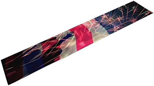 4 de julho Crowd Fireworks Decorative Linen Table Runners Table Tail Decor para cozinha em casa 184x34cm