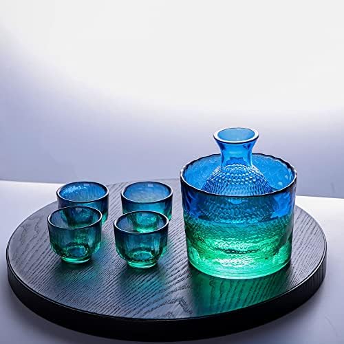 Conjunto de saquê de saquê de vidro japonês conjunto tradicional de design de vidro de vidro de vidro de vidro tradicional