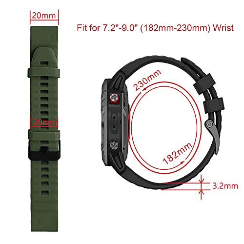 Aisports Compatível para Garmin Fenix ​​5S Band Silicone, Banda de substituição de pulseira Sport Sport Sport de 20mm de 20 mm para Garmin Fenix ​​7s/6s/6s Pro/5s/5s Plus/D2 Delta S/Instinct 2s Smart Watch