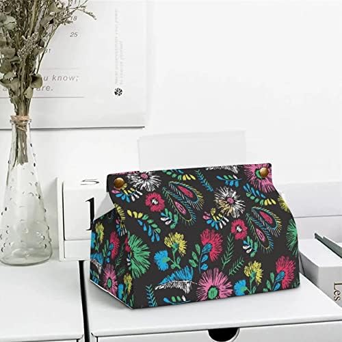 Caixa de tecido de flores colorida Capa de lenço de papel decorativo Dispensador de caixa de guardanapo para carro