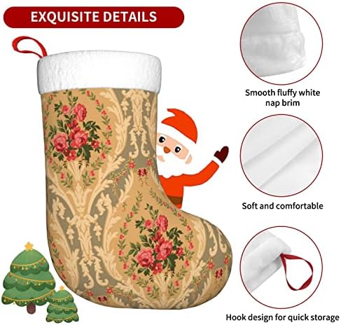 Meias de Natal de Aunstern Abstract Flor Victorian Floral Doublesides Faredas penduradas meias penduradas