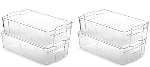 Anncus -conjunto de 4 caixas de organizador de geladeira Os organizadores da geladeira empilhável organizadores de despensa