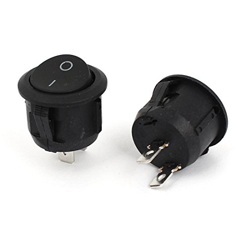 UXCELL 2PCS ROUNTE BLACK SPST ON-OFF SWITCH AC 10A/125V 6A/250V