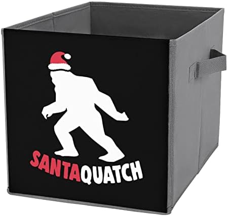 Engraçado Santa Bigfoot Sasquatch Bins de armazenamento dobrável Cubos Organizador Caixas de armazenamento de tecido da