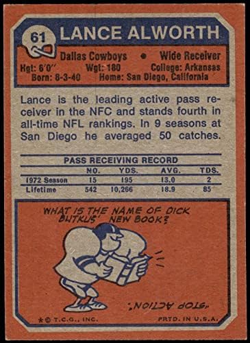 1973 Topps # 61 Lance Alworth Dallas Cowboys EX/MT+ Cowboys