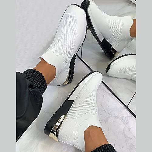 Sapatos de meia para mulheres malha de malha respirável tênis de malha elástica