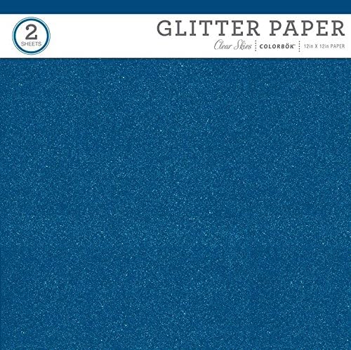 Papel glitter de valor Colorbok, azul ou verde, 12 x 12