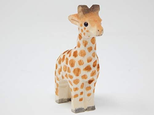 Giraffe - Safari em miniatura zoológico artesanal artes de madeira esculpida estatueta de pequenos animais colecionáveis