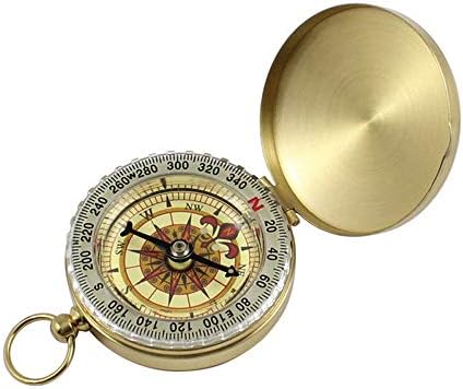 WPYYI Campo de camping ao ar livre portátil Brass Brass Gold Copper Compass Navigation With Noctilucence Display