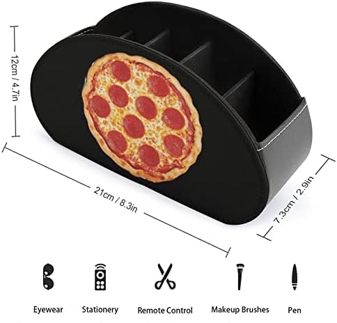 Caixa de organizador de controle remoto de pizza de pepperoni com 5 compartimentos caixa de armazenamento remoto de TV para o quarto da sala do quarto de banheiro um tamanho