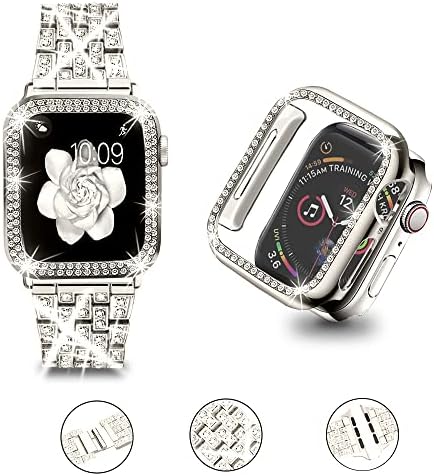 Bekomo Compatível para Apple Watch Band 45mm 41mm 38mm 40mm 42mm 44mm com 2 pacote de casca de cristal de brilho, iwatch se série