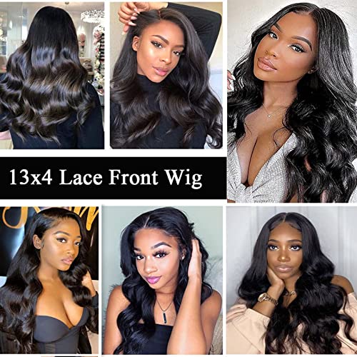 13x4 onda de onda corporal Lace Front Wigs 24 polegadas Humanos de cabelo humano para mulheres negras 180 Wigs frontais