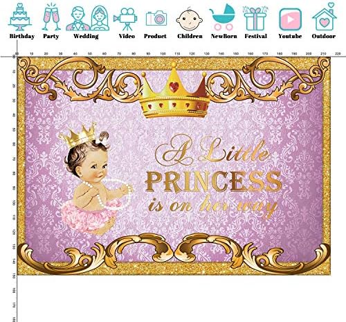 SeekPro 8x6ft Little Princes Black Baby Churche Bashdrop Twin Boys Charfocas do chá de bebê Banner Decoração Castas da coroa da coroa de ouro azul real vinil