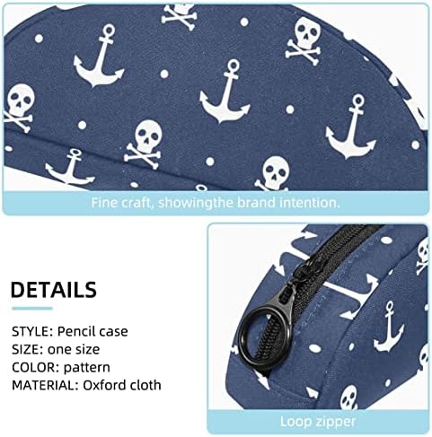 Tbouobt Bolsa cosmética para mulheres, bolsas de maquiagem Bolsa de higiene pessoal espaçosa Bolsa de viagem, Blue Anchor Skull