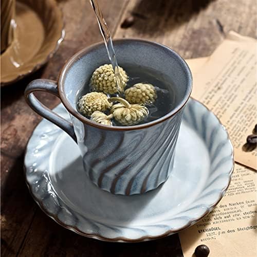 TEACUPS Vintage Coffee Caneca Whirlwind Padrão de porcelana de porcelana com bandeja de 200ml de utensílios personalizados
