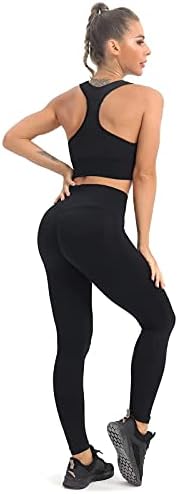 Mulheres Mathacino 2 peças Roupas de treino de esportes BRA Leggings Se costura de ginástica Yoga Set ativo de roupas de tracks