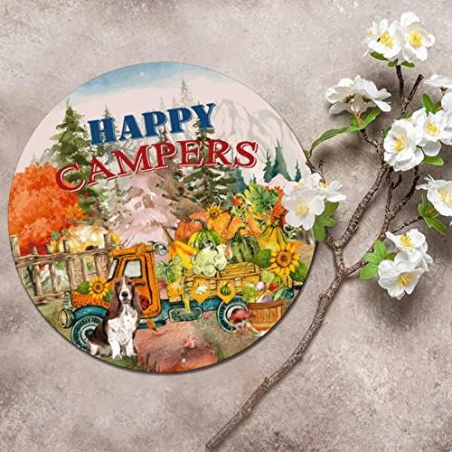 Fall Camping Life Happy Campers Vintage Round Metal Sign Placa Círculo de Metal Poster Sign Funny Home Parede SILH