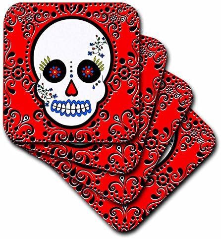 Janna Salak Designs Day of the Dead Skull Dia de Los Muertos Sugar Skull Creamic Tile Coaster