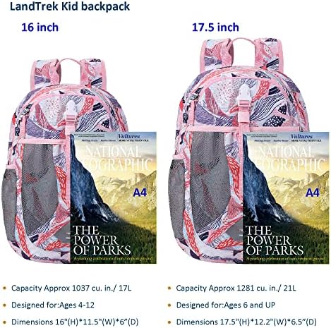 Mochila Landtrek Kids for Girls, Livros do Jardim de Infância, mochila pré -escolar, ideal para mochilas escolares e de viagem