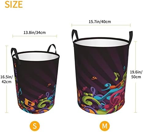 Background Music Imprimindo cesto de lavanderia grande com alça cesto de lavanderia à prova de água dobrável para quarto,