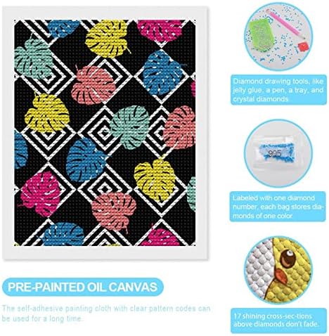 Kits de pintura de diamante de folhas tropicais coloridas para adultos Cross Stitch Diy Paint Art Pictures Craft for Home Office
