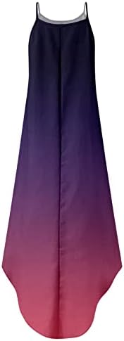 Vestidos iqka para mulheres gradiente colorido sem mangas o pescoço dividido de verão vestido de tanque casual de maternidade