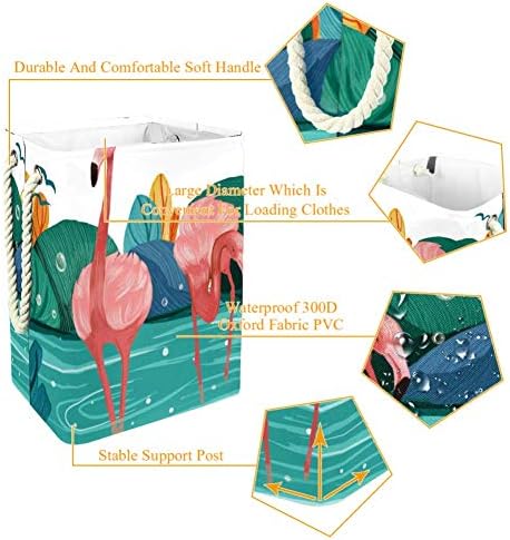 Unicey Green Palm Flamingos Impermeável Roupa dobrável cesto de lavanderia para crianças quarto berçário bebê berçário