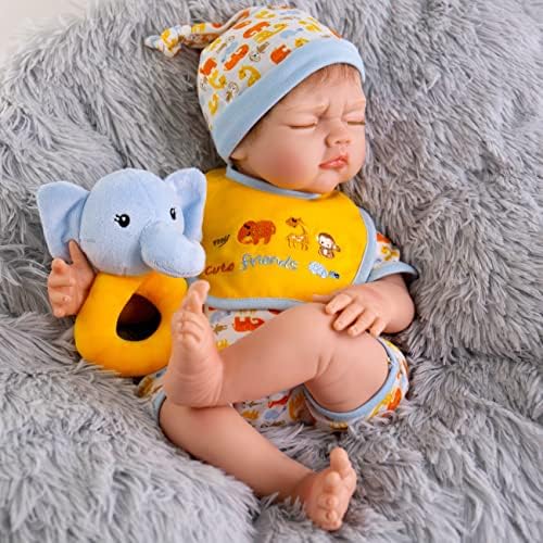 Aori Realistic Sleeping Reborn Baby Dolls Boy, boneca de 22 polegadas de bebê recém -nascido com olhos fechados, bonecas de criança