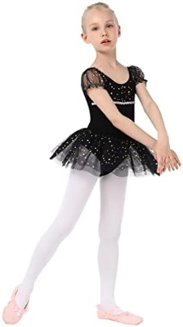 Geru Girls Girls Ruffle Sleeve Ballet Dance Dress Tutu Scorreu Ginástica de Leotard