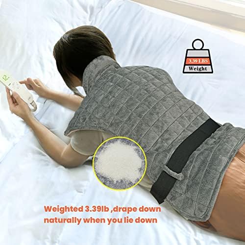 Almofada de aquecimento para alívio da dor nas costas ， 38 x 24 almofada de aquecimento com peso total para alívio da