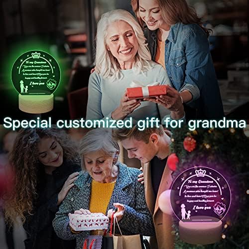Presente de avó de netos, lâmpada noturna personalizada para o aniversário da vovó, lâmpada de mesa leve colorida com ditados