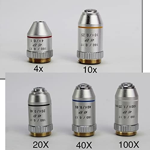 Acessórios para microscópio 4x 10x 40x 100x 160/0,17 para microscópio biológico lente de objetiva achromático consumíveis