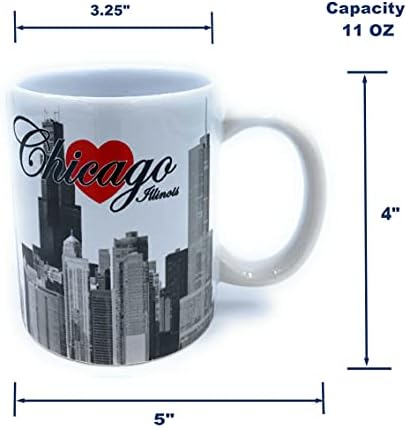 Aeisage caneca de Chicago 11 oz de cerâmica caneca caneca chicago city skyline vermelho coração amor chicago caneca