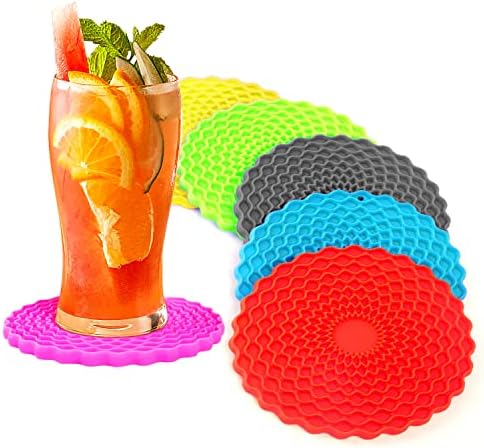 Coasters para bebidas, várias cores absorvem montanha -russa de 6 pacote, adequado para um presente de mesa de café com mesa de madeira