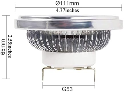 Lâmpada de inundação do refletor AR111 G53 15W, brancos quentes 3000k, ângulo de feixe de 20 °, 1500 lúmens, base G53 Base não-minimizível, AC85-265V G53 LED BULBS, pacote de 4