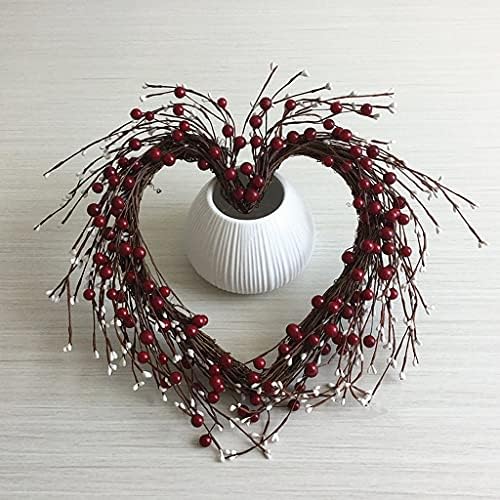 WSSBK 16 polegadas de 16 polegadas Artificial Berries brancas de garlandês Grunha em forma de coração corajas de rattan wreath wedding park parede decoração