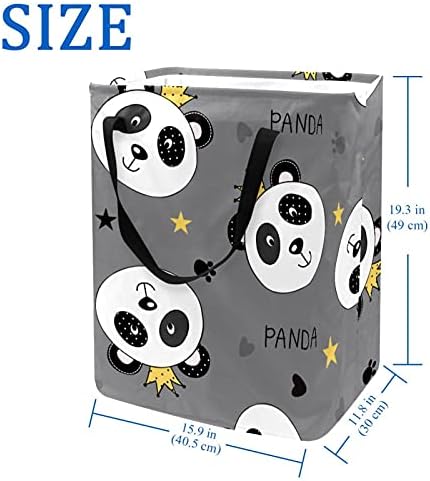 Cesto de lavanderia cinza panda, cesto de armazenamento dobrável à prova d'água para cestas de armazenamento colapsável para quarto de crianças, organizador de brinquedos, decoração de casa