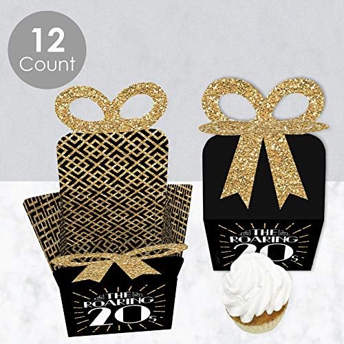 Big Dot of Happiness Roaring 20's - Square Favor Gift Caixas - 1920S Art Deco Jazz Party Bow Boxes - Conjunto de 12
