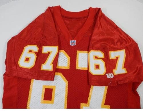 1992 Kansas City Chiefs 67 Jogo emitido Red Jersey DP17322 - Jerseys de Jerseys usados ​​na NFL não assinada