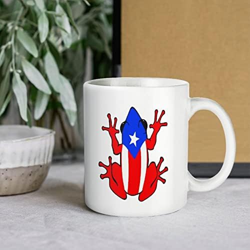 Puerto Rico Flag Frog Imprimir caneca Café Café Cerâmica Cup de chá engraçado para o escritório Home Mulher Men 11 oz