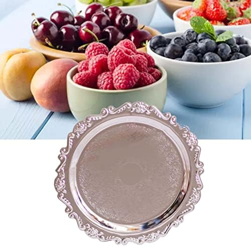 Placa de frutas de metal redonda, disco decorativo de bolo de sobremesa, para casa, hotel, restaurante ocidental