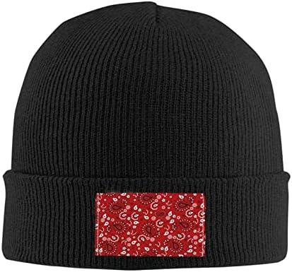 Paisley bandana chapéu de malha vermelha para adulto chapéu de gorro ao ar livre outono outono de chapéu de malha de inverno