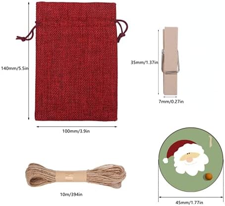 24 calendários do advento para encher - sacolas de pano, sacolas de presente de Natal com adesivos de número + mini